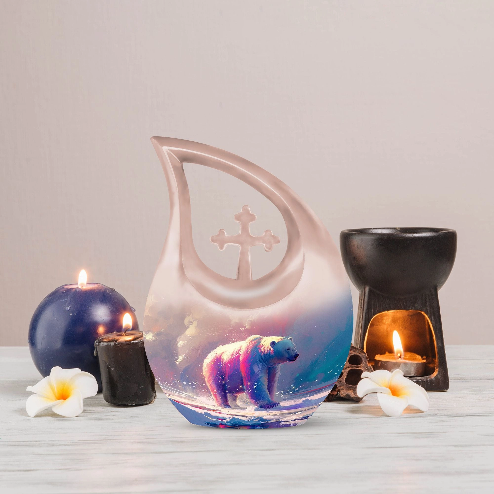 Bear-themed Tranquility Memorial Urn: A Large Peaceful Resting Place