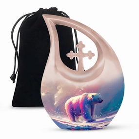 Bear-themed Tranquility Memorial Urn: A Large Peaceful Resting Place