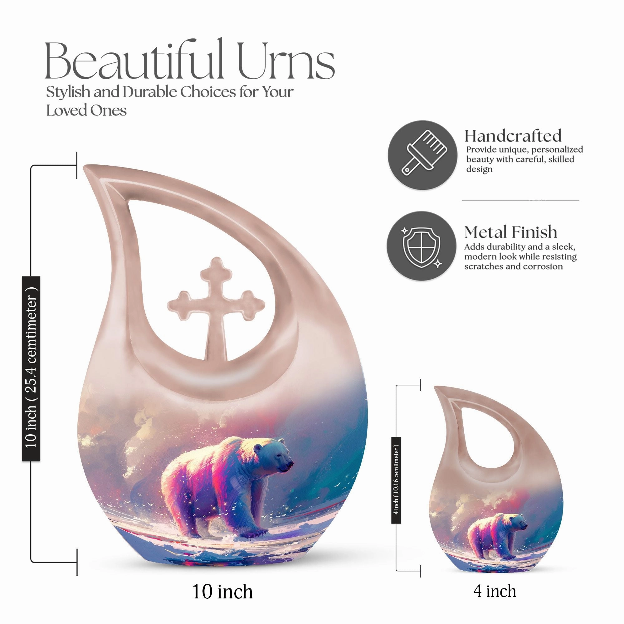 Bear-themed Tranquility Memorial Urn: A Large Peaceful Resting Place