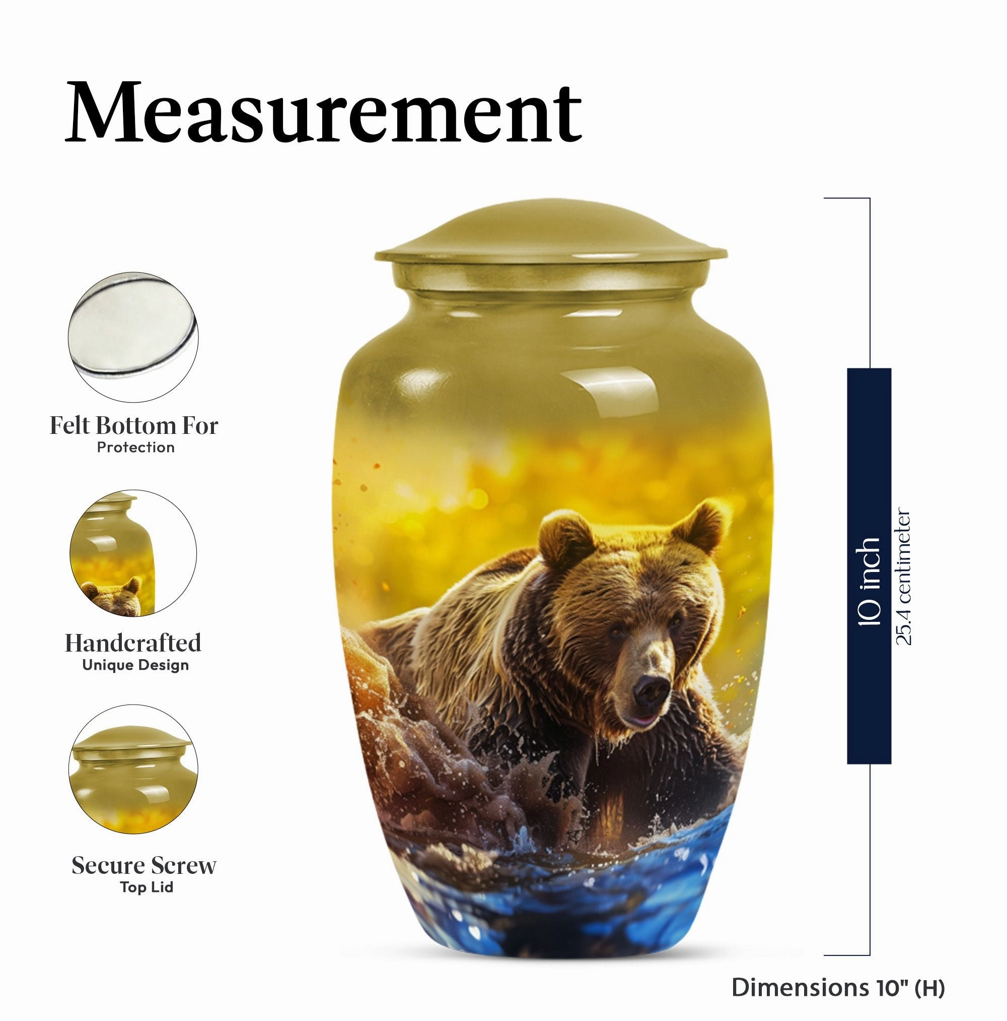 Bear Urn with Purple Meadow Theme: Perfect Dad Cremation Memorial
