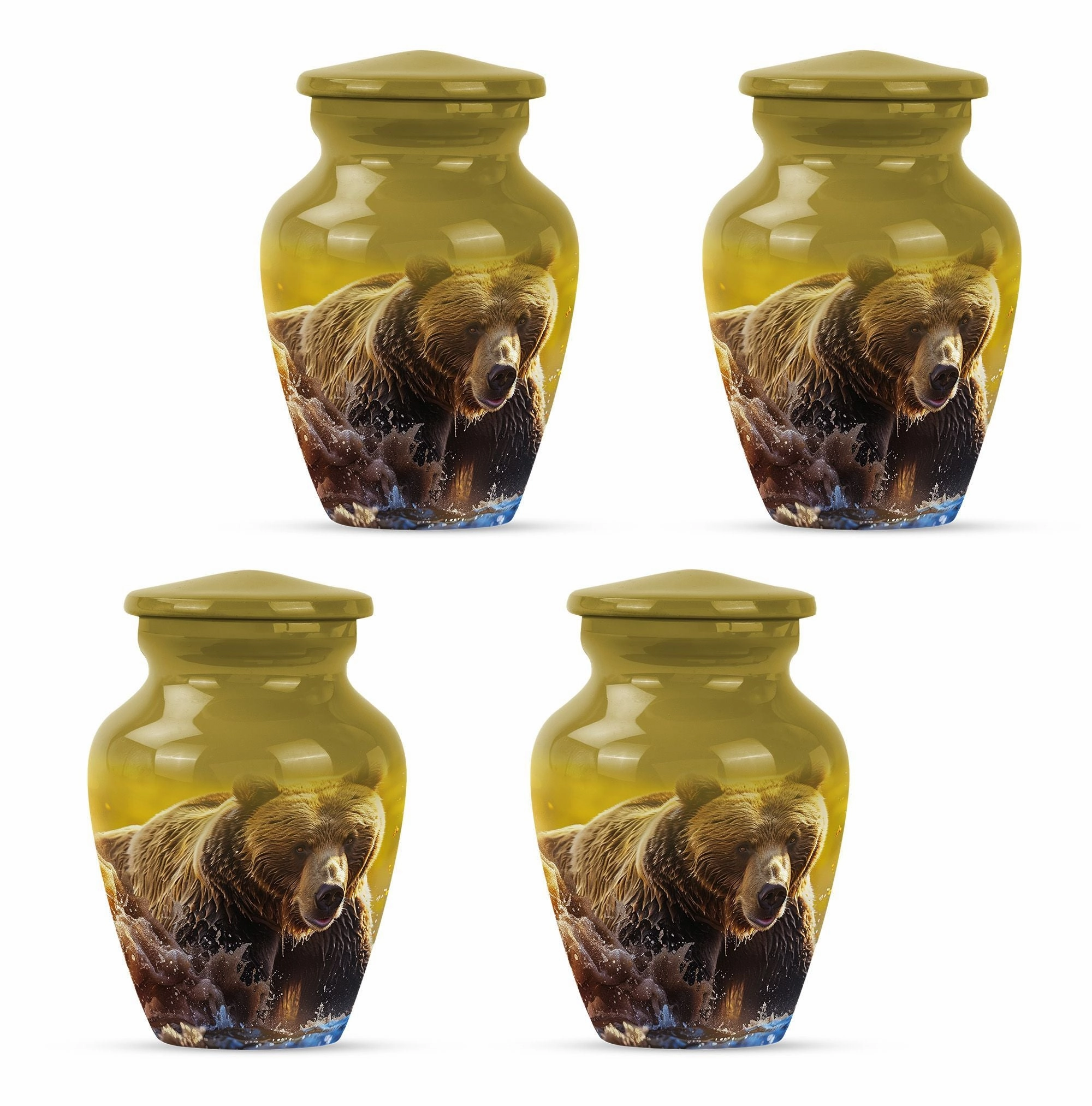 Bear Urn with Purple Meadow Theme: Perfect Dad Cremation Memorial