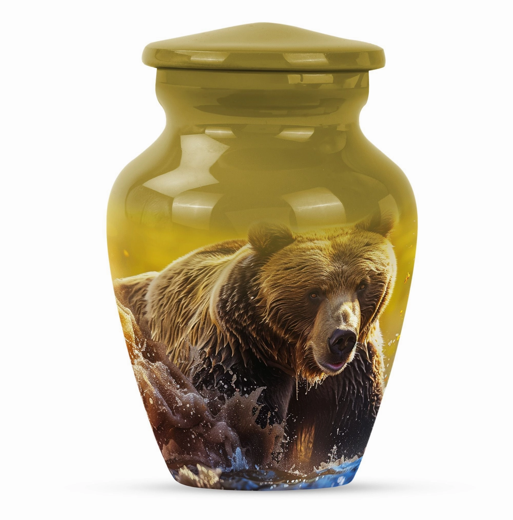 Bear Urn with Purple Meadow Theme: Perfect Dad Cremation Memorial