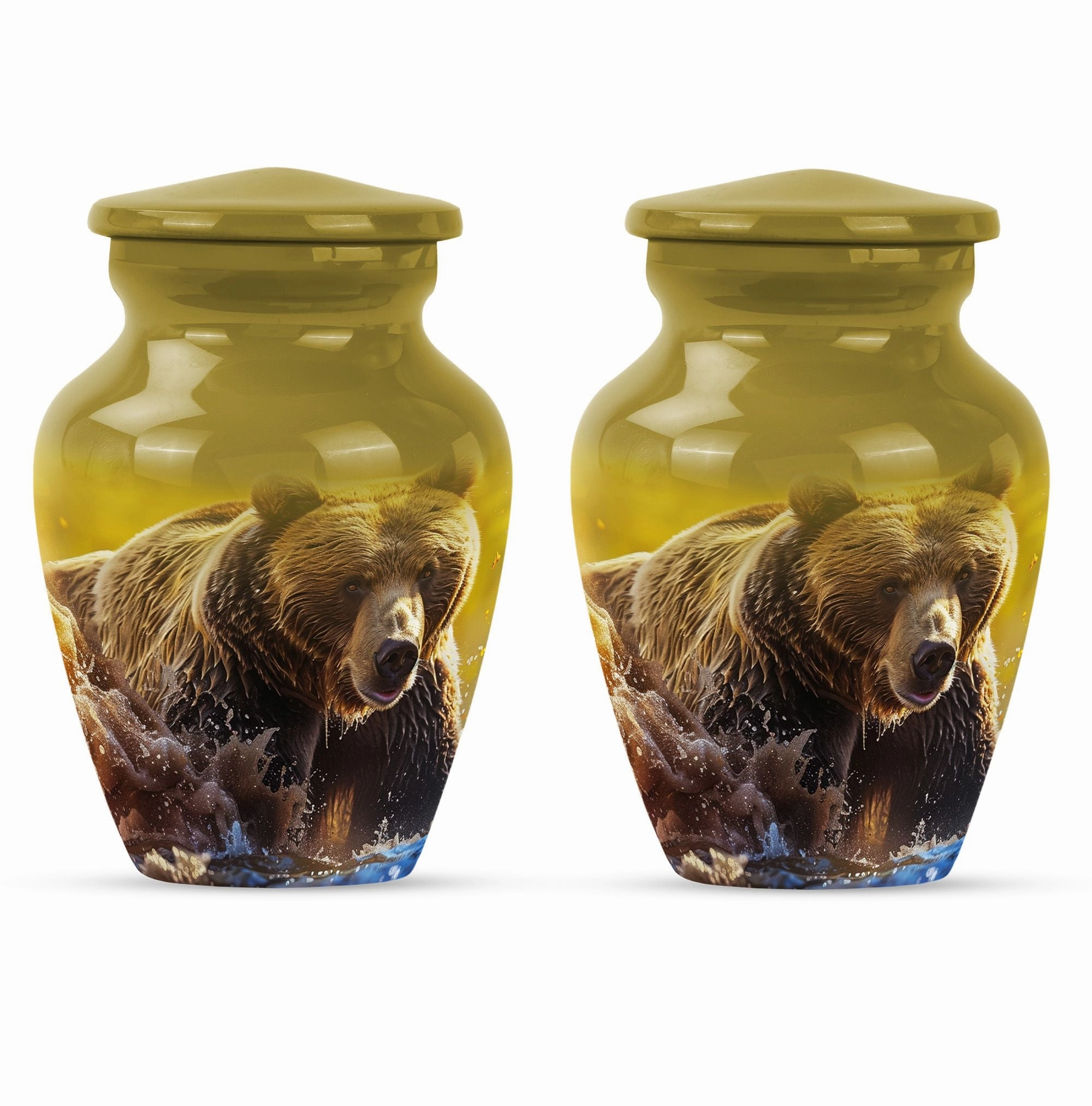 Bear Urn with Purple Meadow Theme: Perfect Dad Cremation Memorial