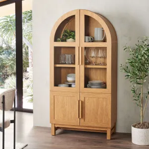 Better Homes & Gardens BHF336158813033 Juliet Kitchen Rounded Solid Wood Frame Arc Cabinet, Light Honey Finish