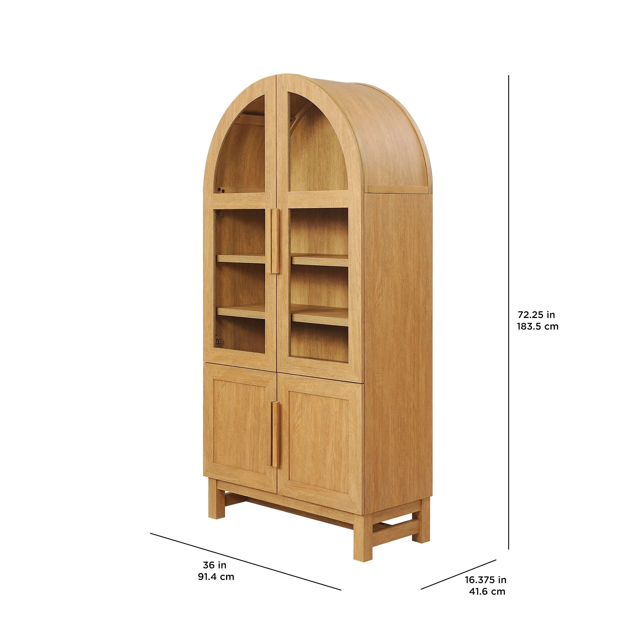 Better Homes & Gardens BHF336158813033 Juliet Kitchen Rounded Solid Wood Frame Arc Cabinet, Light Honey Finish