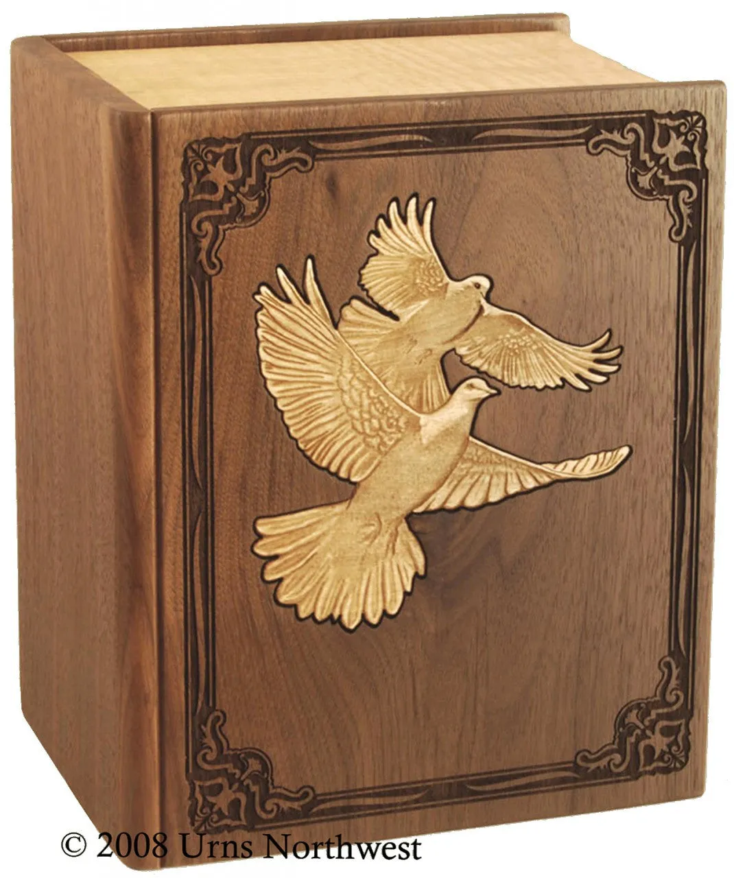 Bible Wood Inlay Companion Urn with Cross