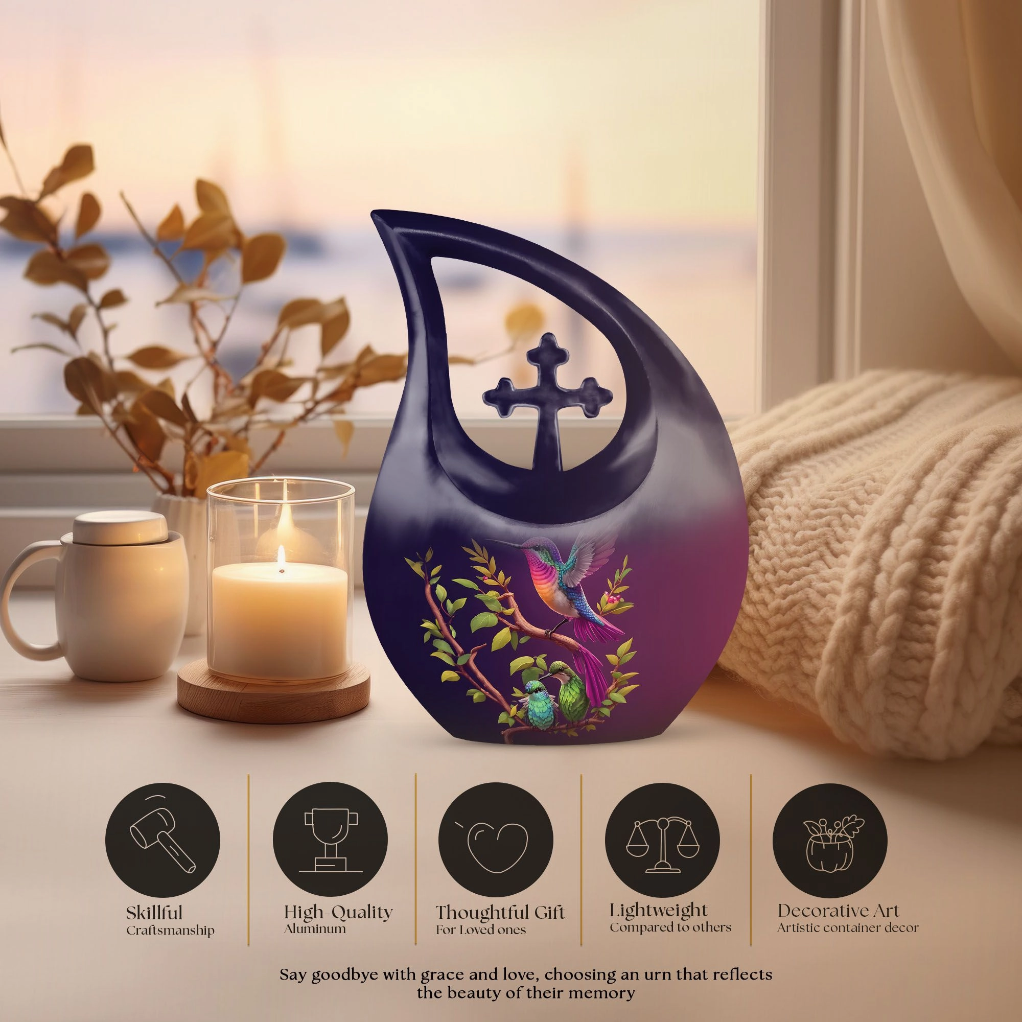 Bird Urn -10 Inch Aluminium Memorial Cremation Urn For Ashes