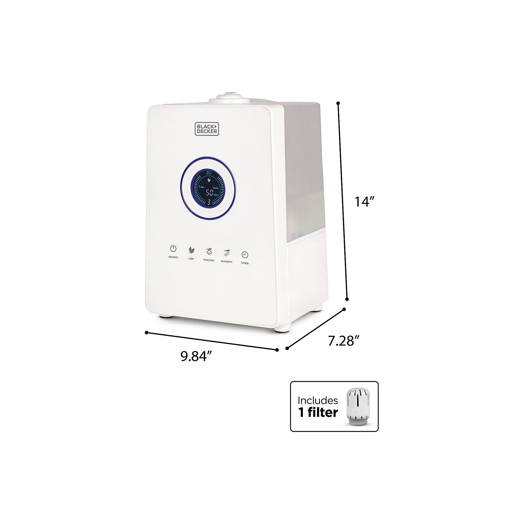 Black Decker 1.45 Gallon Cool Mist Ultrasonic Humidifier With Remote - WHITE ONE SIZE