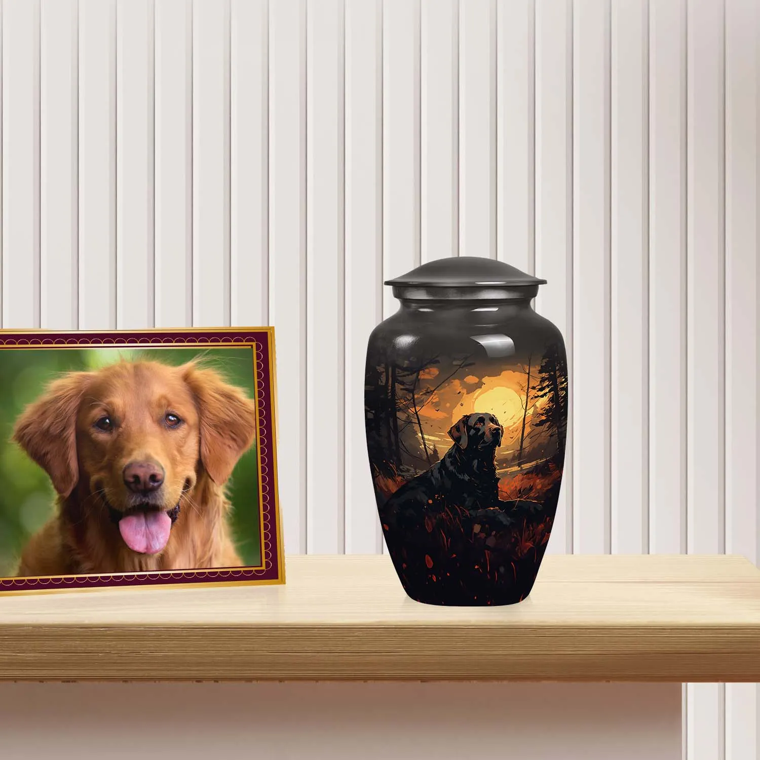 Black Labrador Dog Large Pet Memorial Urn
