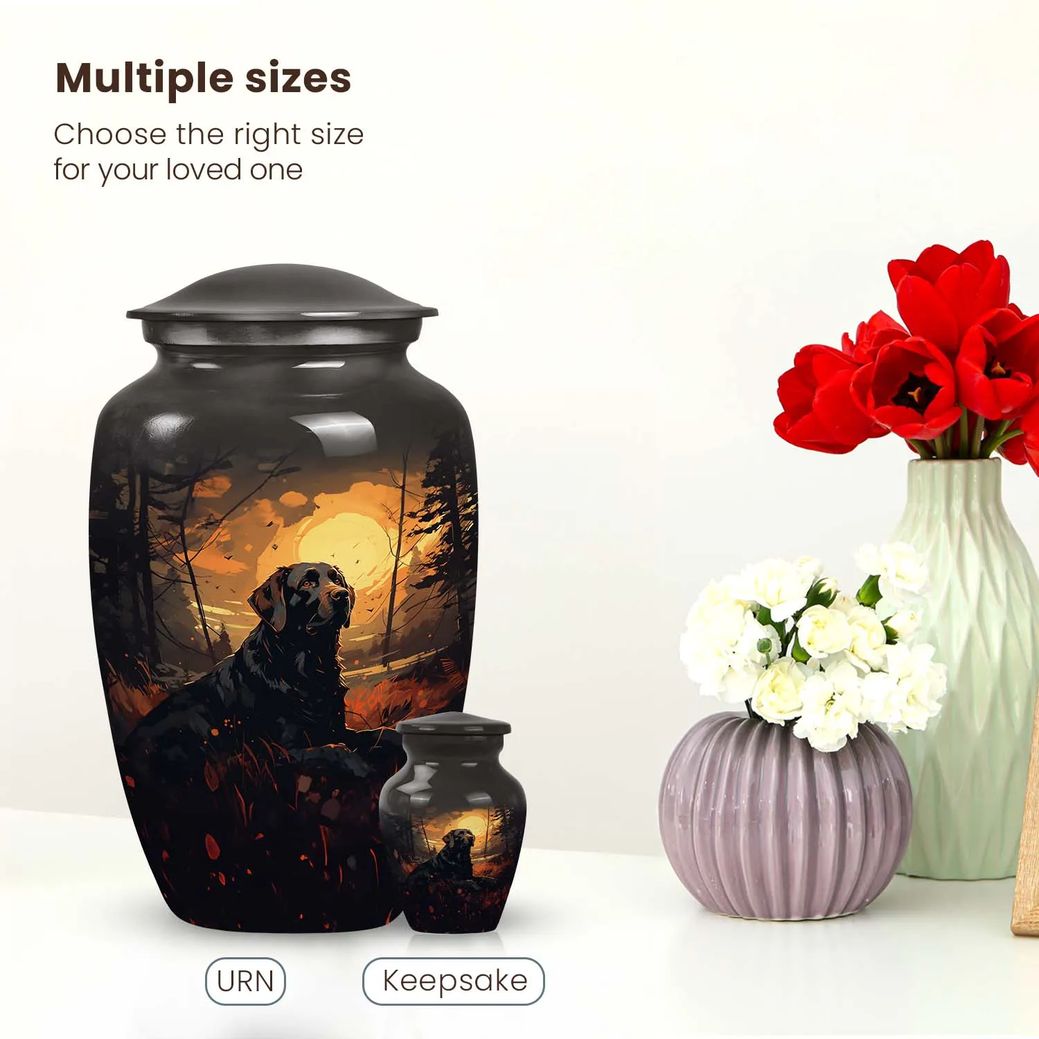 Black Labrador Dog Large Pet Memorial Urn