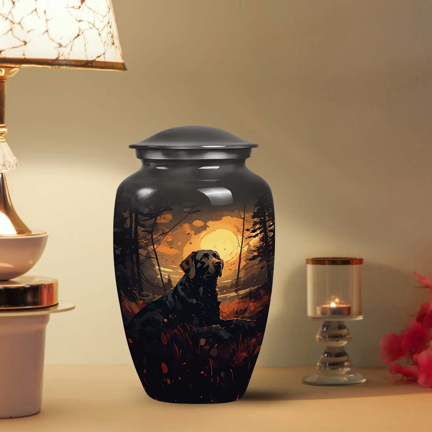 Black Labrador Dog Large Pet Memorial Urn