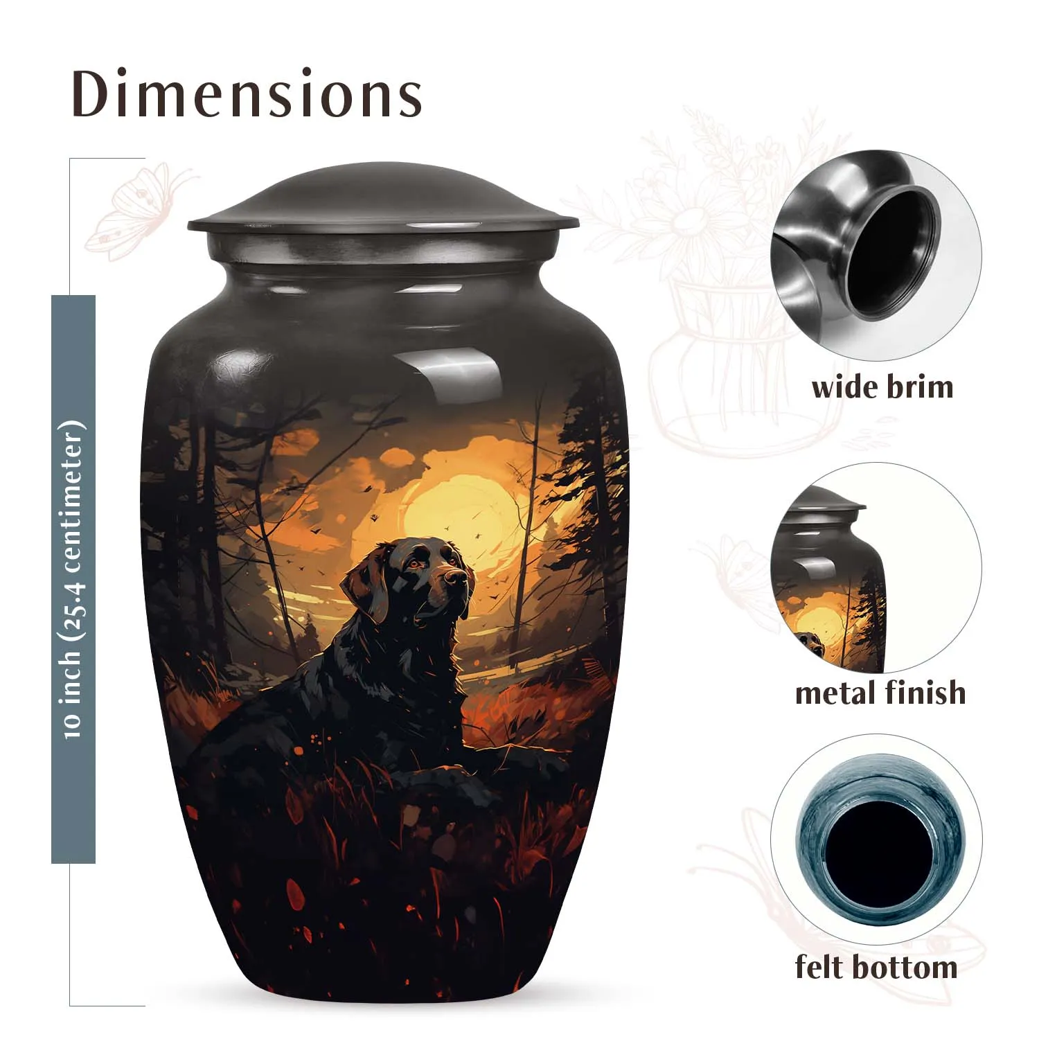 Black Labrador Dog Large Pet Memorial Urn