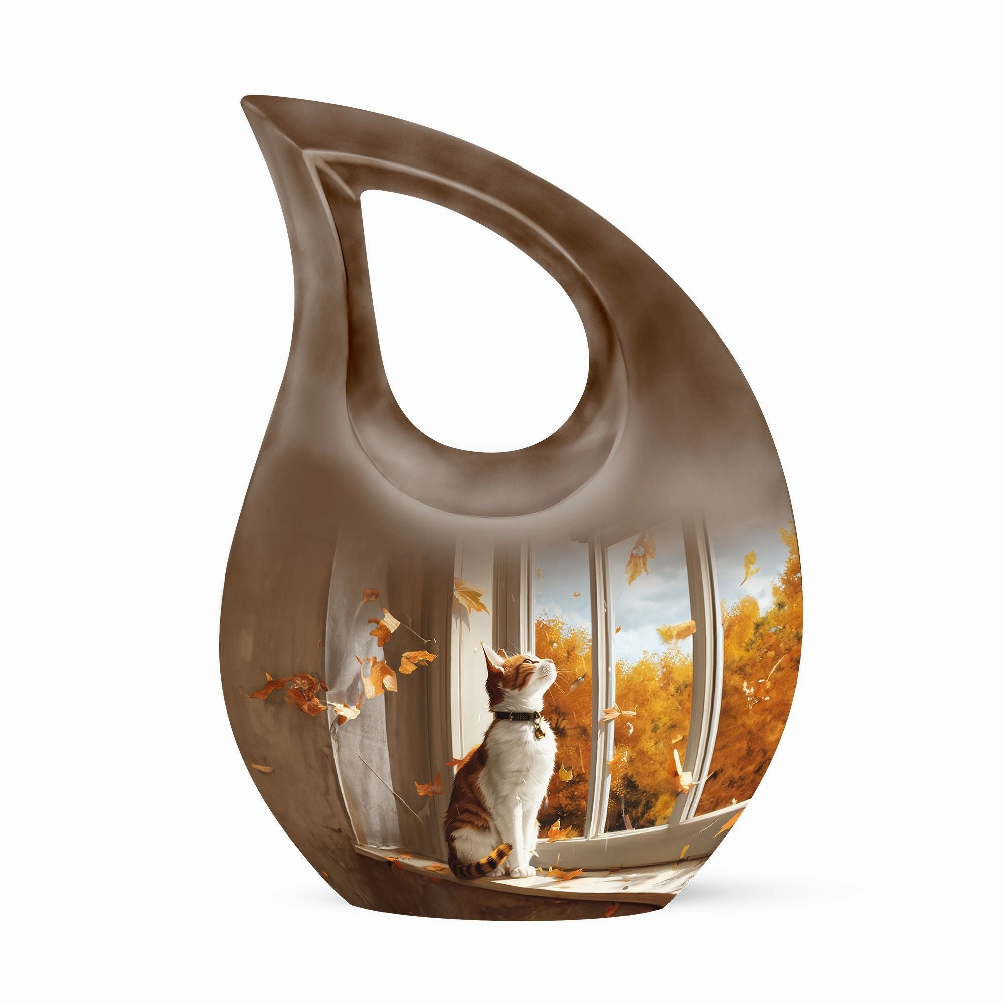 Blossoming Paws Orange Cat Memorial Container - Medium Size