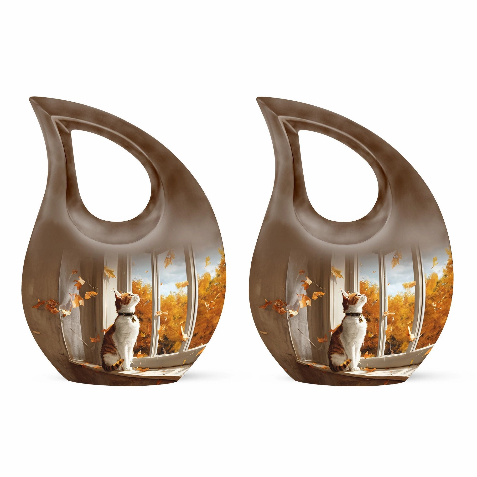 Blossoming Paws Orange Cat Memorial Container - Medium Size
