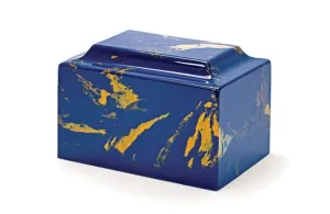 Blue & Gold Deluxe OVERSIZE Cultured Marble Cremation Urn