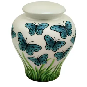 Blue Butterfly, Ceramic Urn