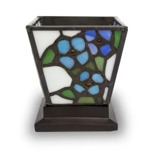 Blue Forget-Me-Not Stained Glass Keepsake Urn and Candle Holder