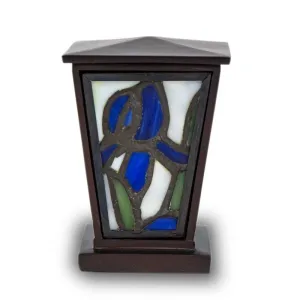 Blue Iris Stained Glass Keepsake Urn