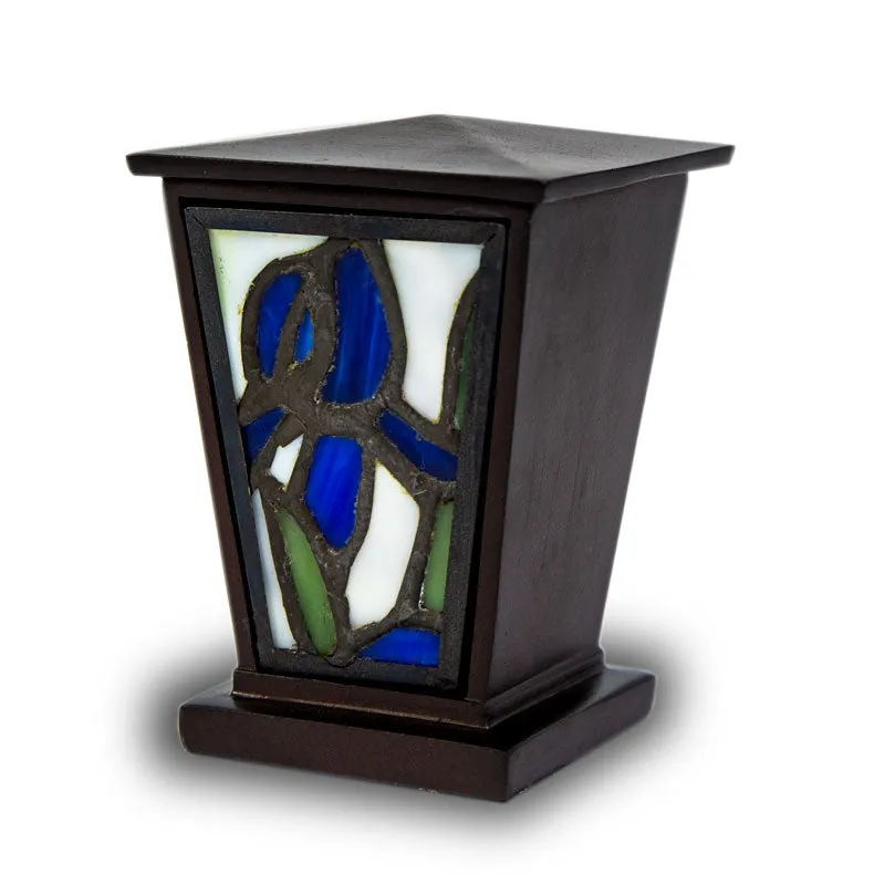 Blue Iris Stained Glass Keepsake Urn