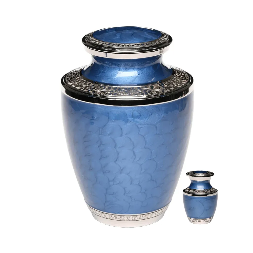 Blue Nickel Plated Brass Urn