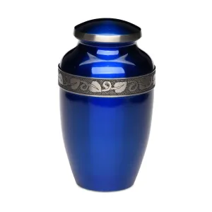 Blue Pewter Urn with Jasmine Leaf Art