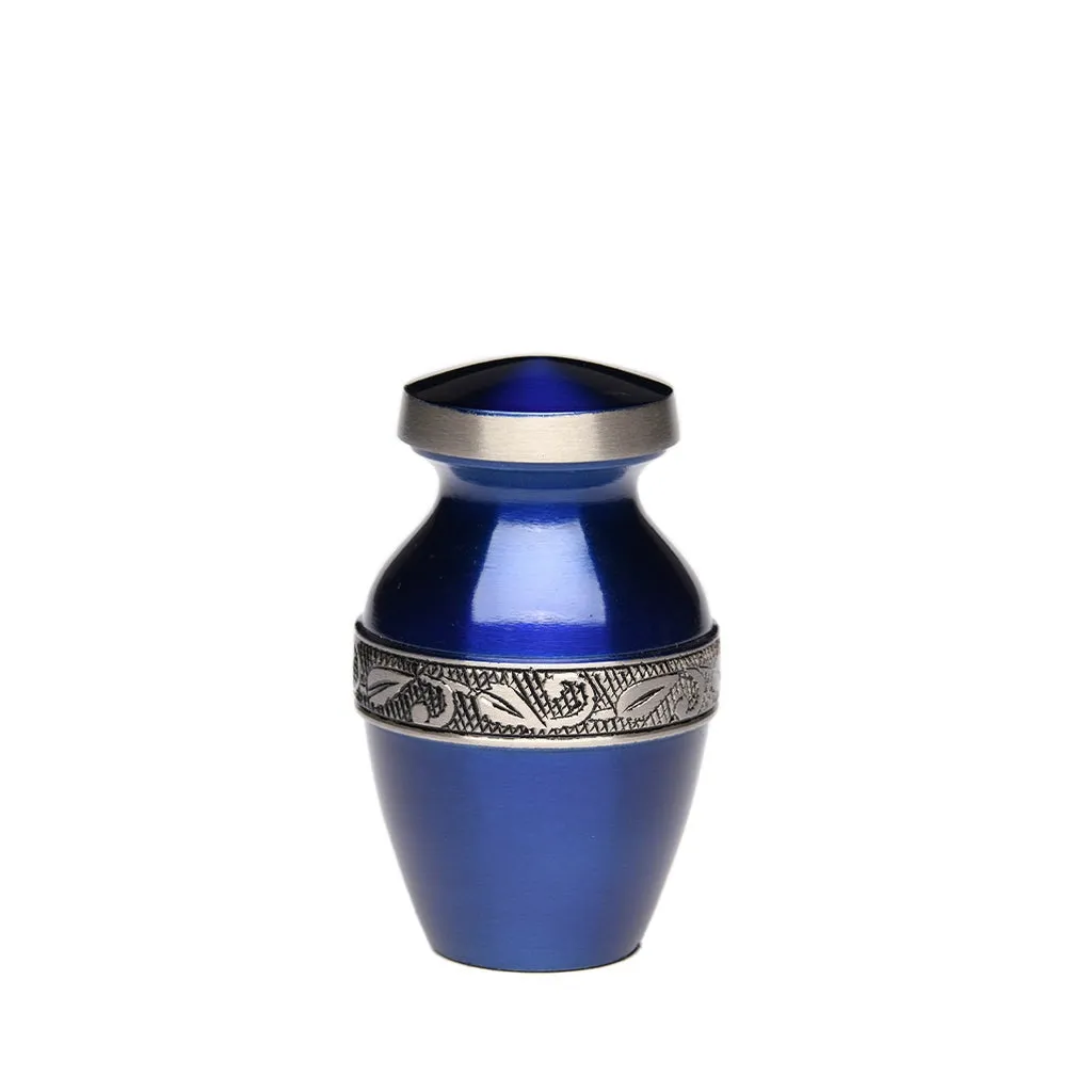 Blue Pewter Urn with Jasmine Leaf Art