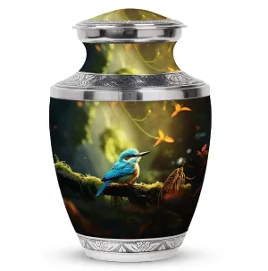 Blue Sparrow Cremation Urn: Artistic Memorial Remembrance