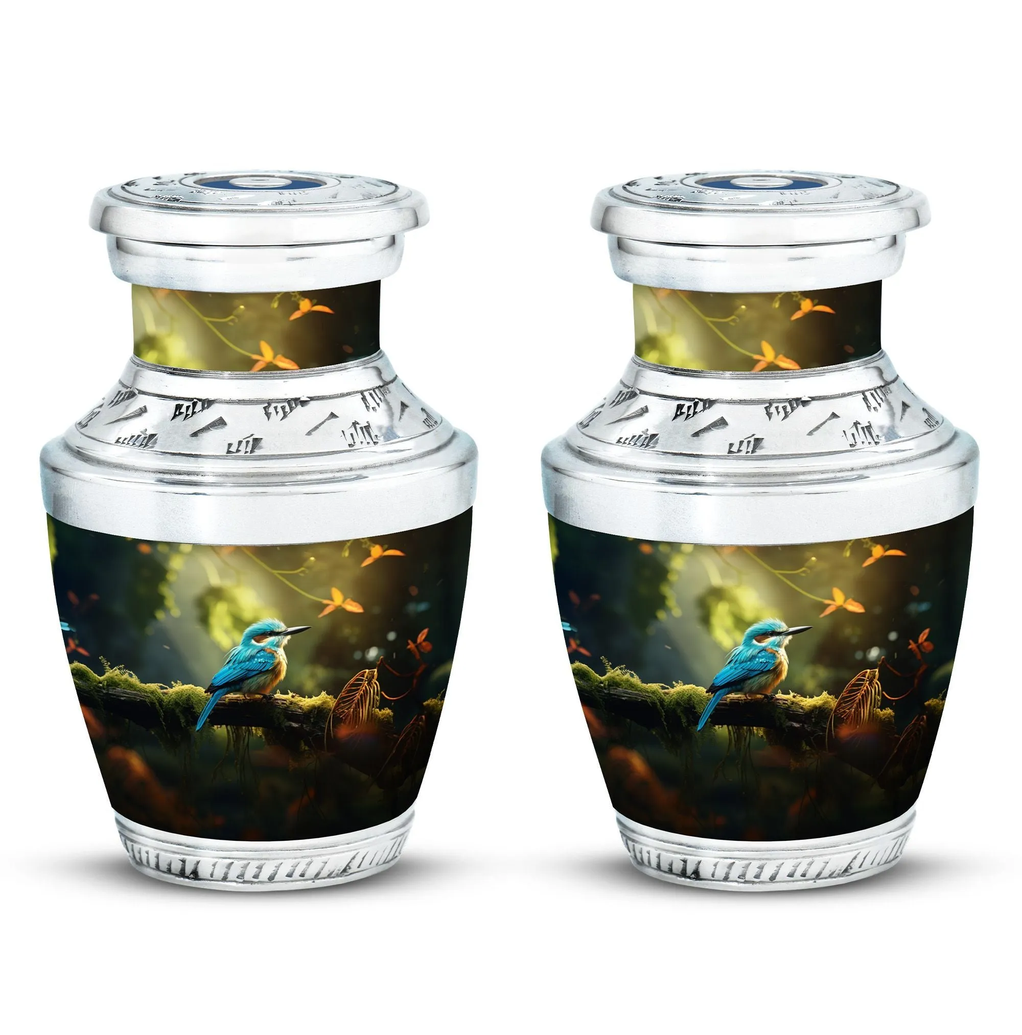 Blue Sparrow Cremation Urn: Artistic Memorial Remembrance