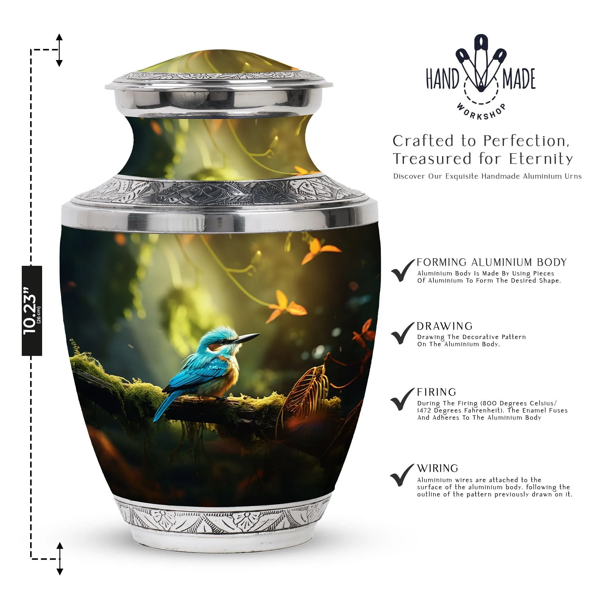 Blue Sparrow Cremation Urn: Artistic Memorial Remembrance