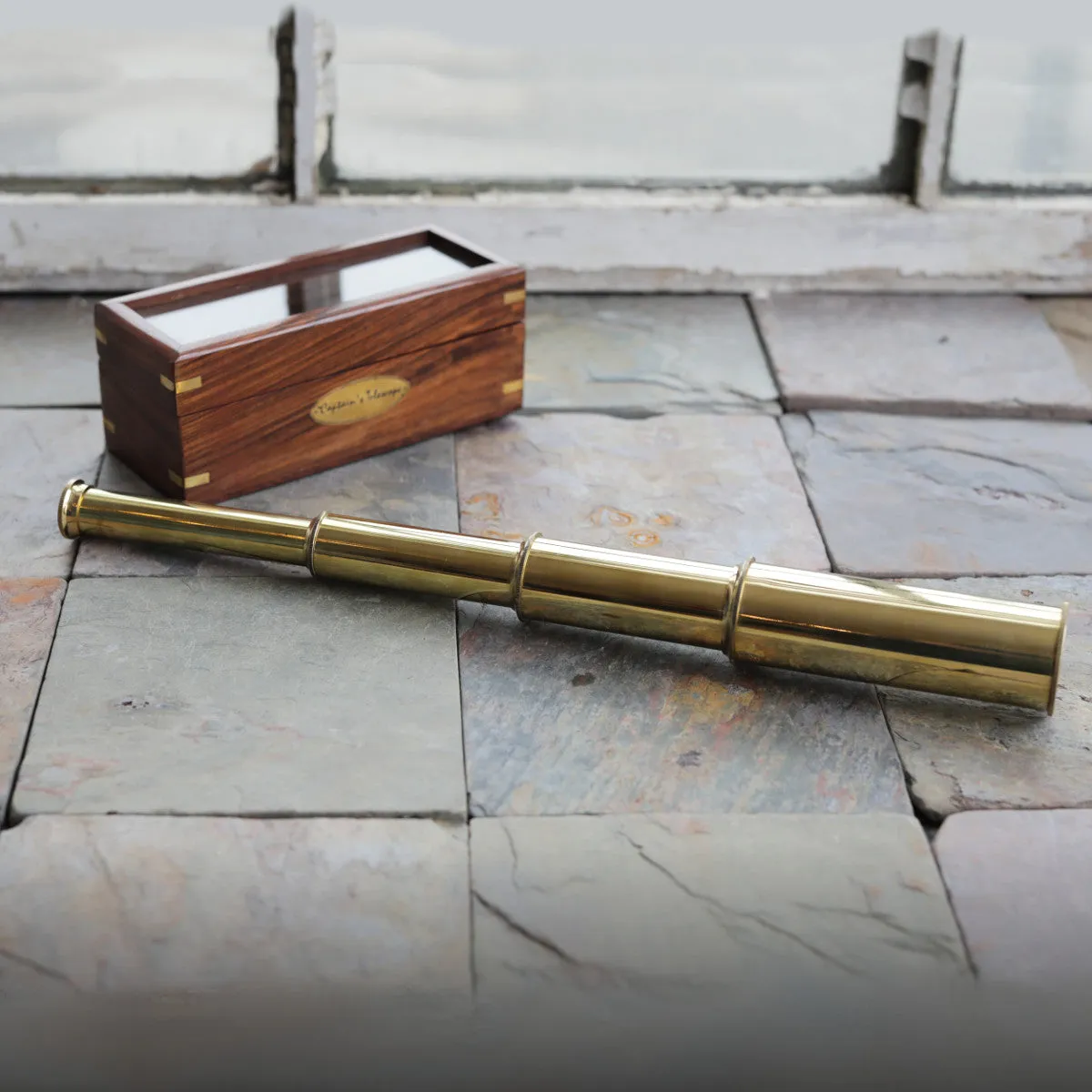 Brass Telescope in a Wooden Box