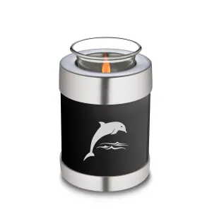 Candle Holder Embrace Black Dolphins Cremation Urn