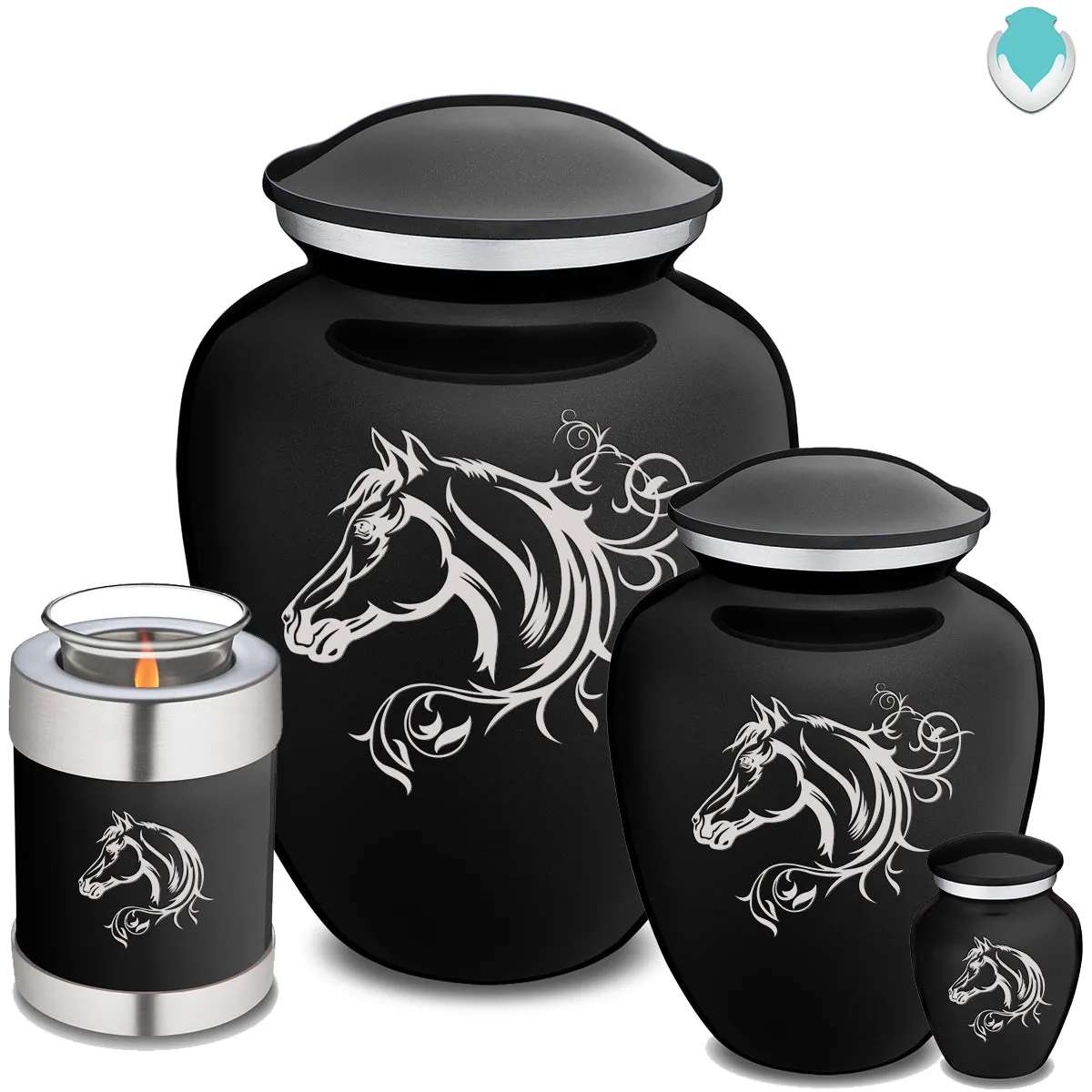 Candle Holder Embrace Black Horse Cremation Urn