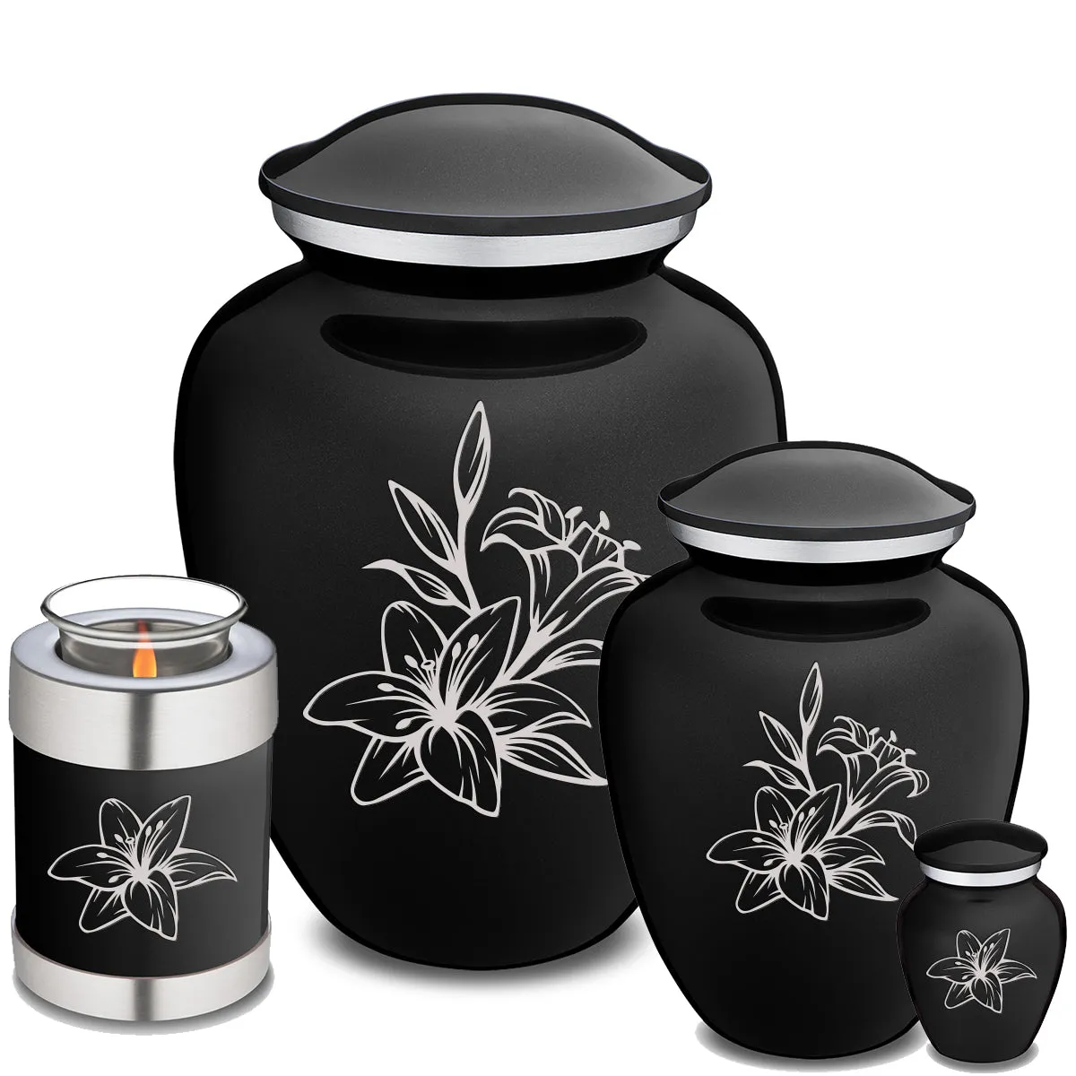 Candle Holder Embrace Black Lily Cremation Urn