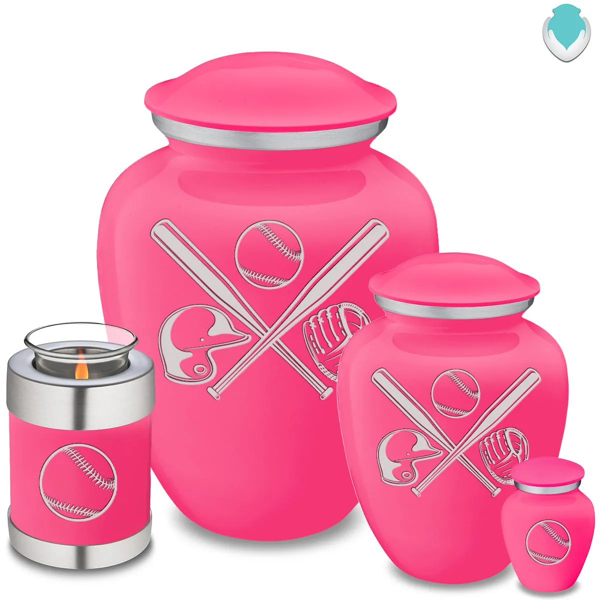Candle Holder Embrace Bright Pink Baseball Cremation Urn
