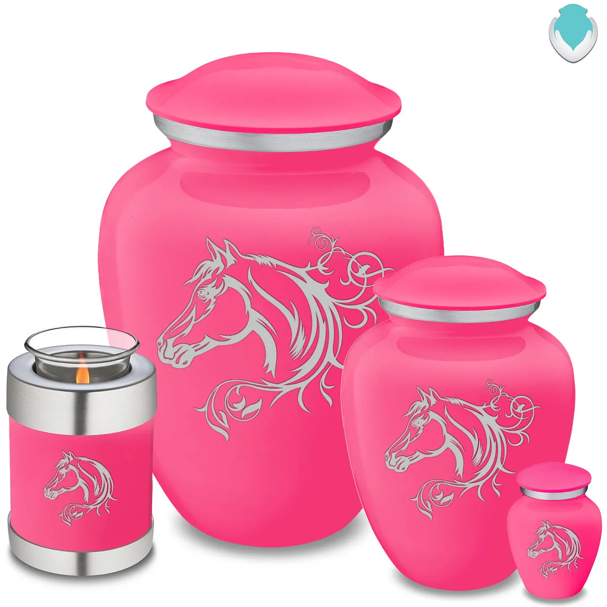 Candle Holder Embrace Bright Pink Horse Cremation Urn