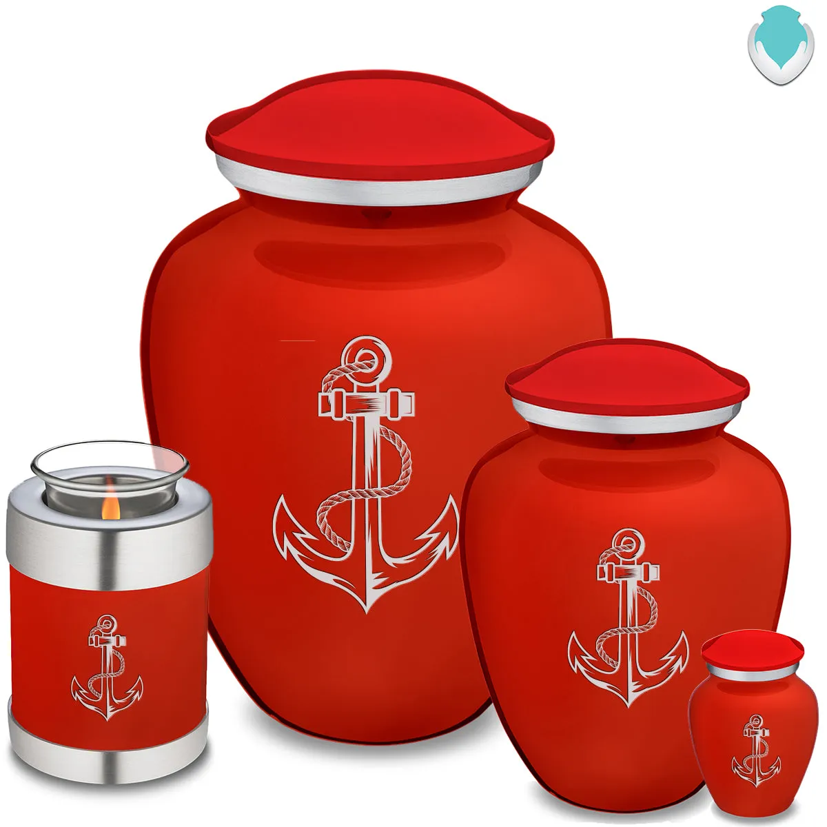 Candle Holder Embrace Bright Red Anchor Cremation Urn