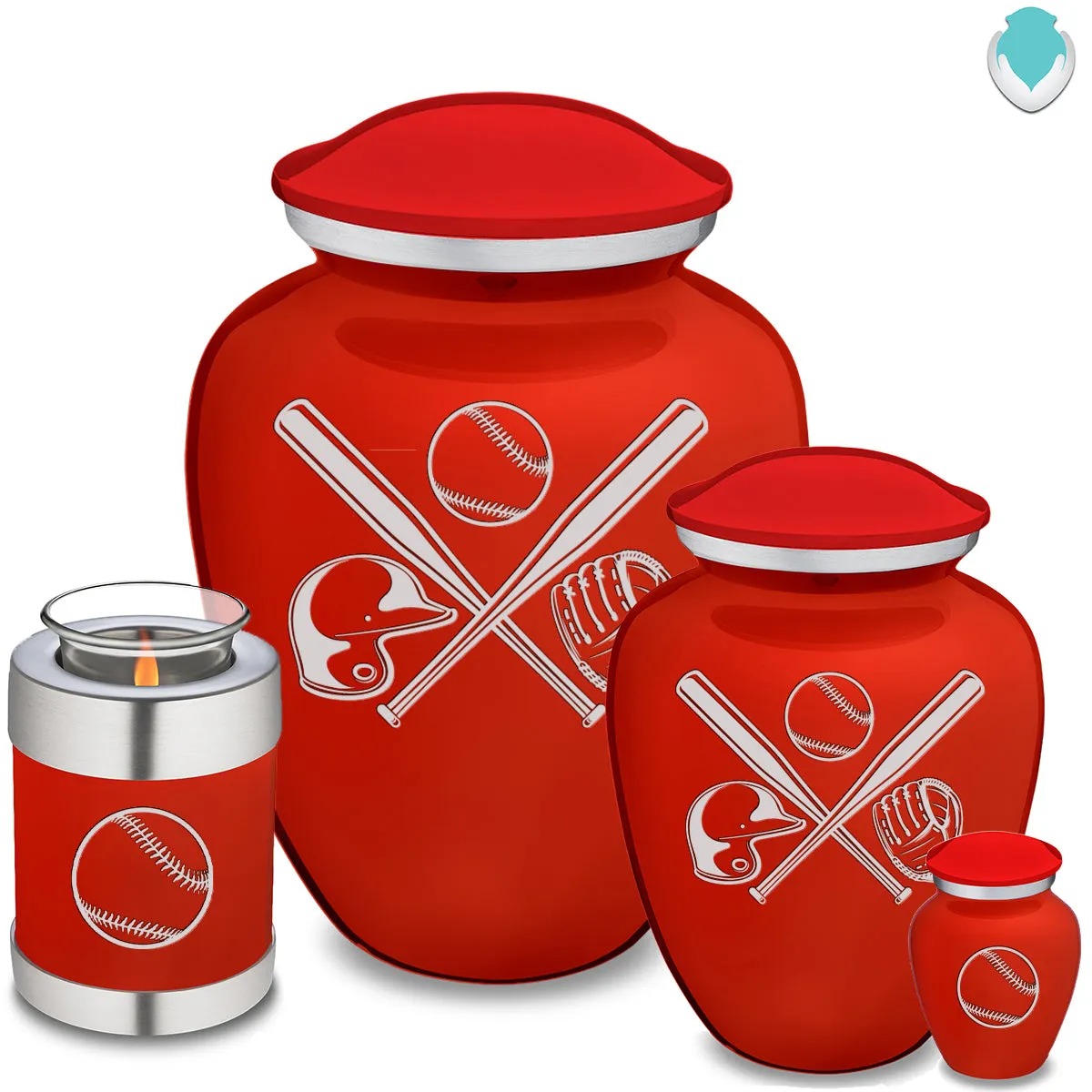 Candle Holder Embrace Bright Red Baseball Cremation Urn