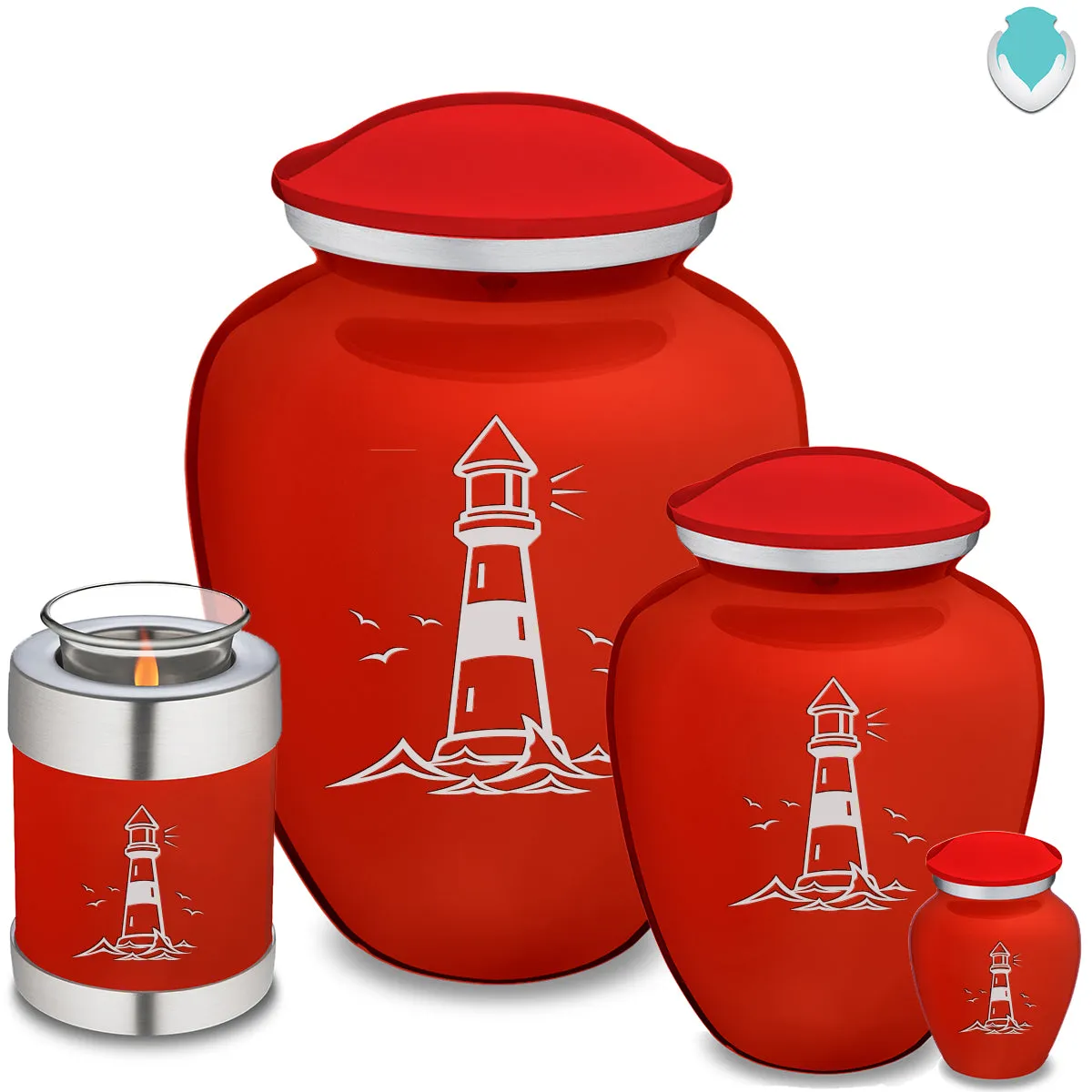 Candle Holder Embrace Bright Red Lighthouse Cremation Urn