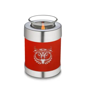Candle Holder Embrace  Bright Red Owl Cremation Urn
