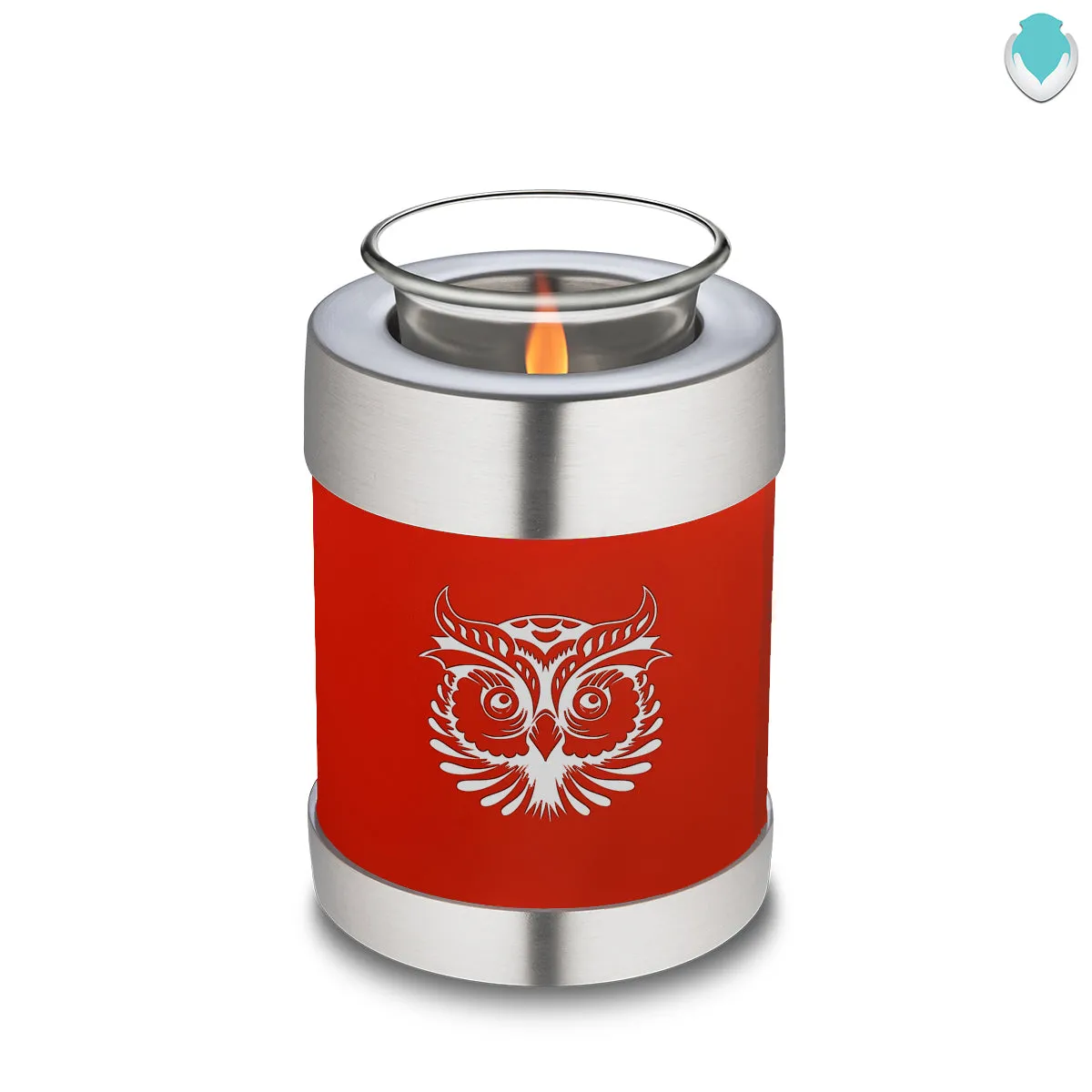 Candle Holder Embrace  Bright Red Owl Cremation Urn