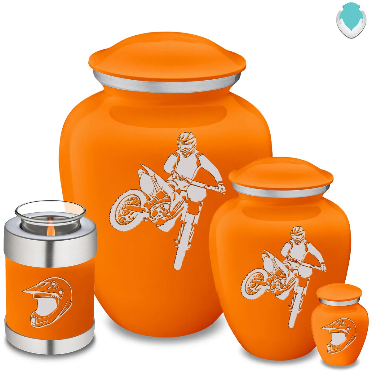 Candle Holder Embrace Burnt Orange Dirt Bike Cremation Urn