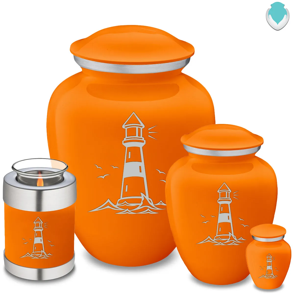 Candle Holder Embrace Burnt Orange Lighthouse Cremation Urn