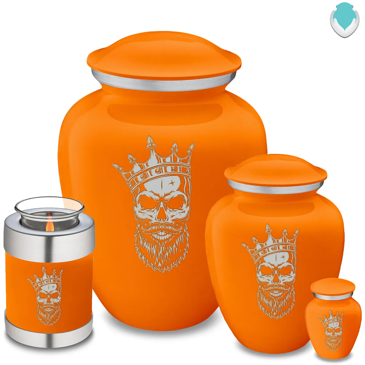 Candle Holder Embrace Burnt Orange Skull Cremation Urn