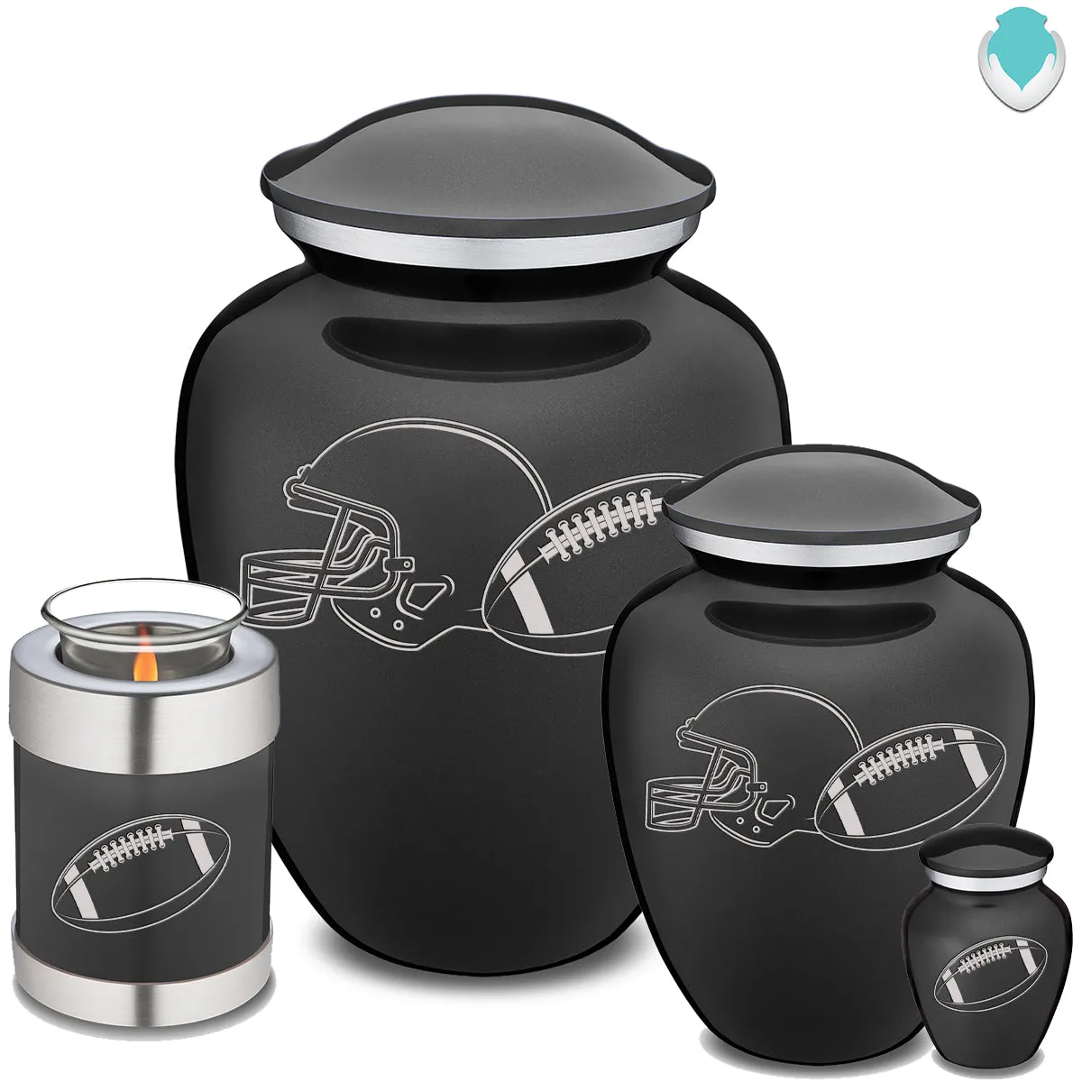 Candle Holder Embrace Charcoal Football Cremation Urn