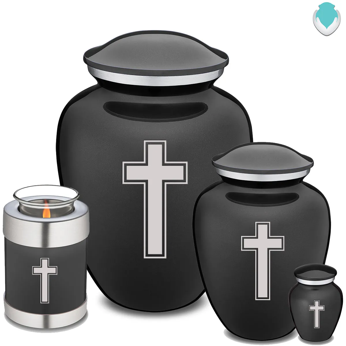 Candle Holder Embrace Charcoal Simple Cross Cremation Urn