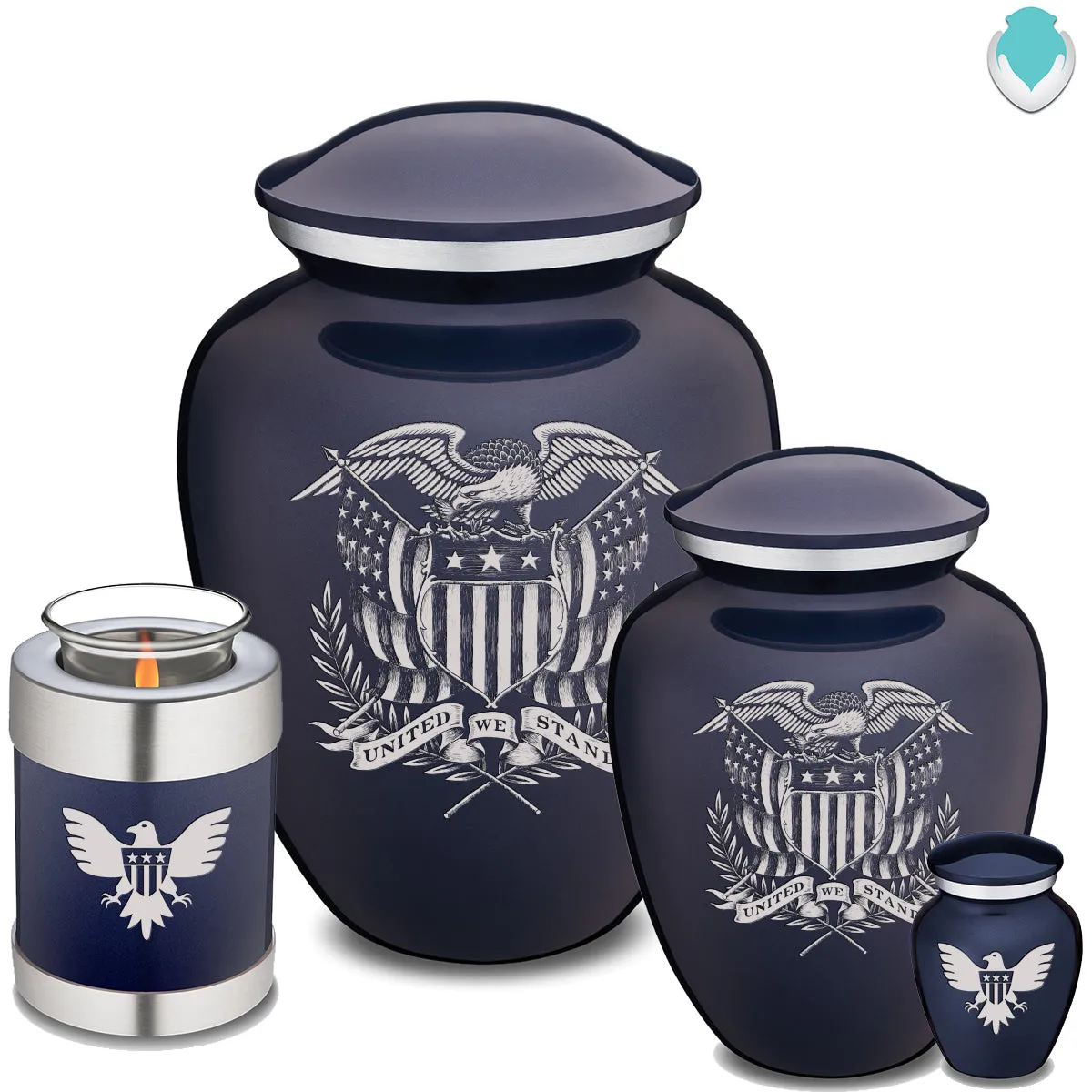 Candle Holder Embrace Cobalt Blue American Glory Cremation Urn