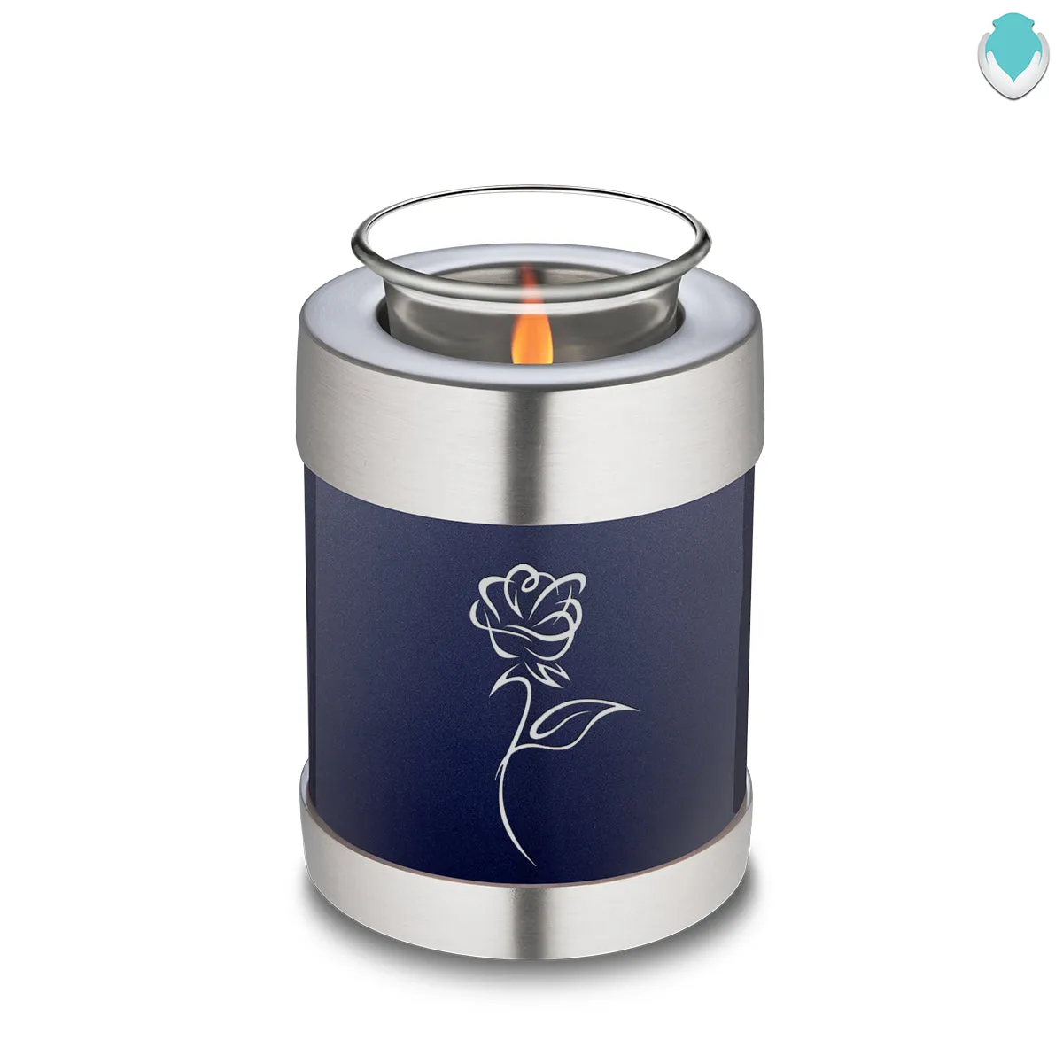 Candle Holder Embrace Cobalt Blue Rose Cremation Urn