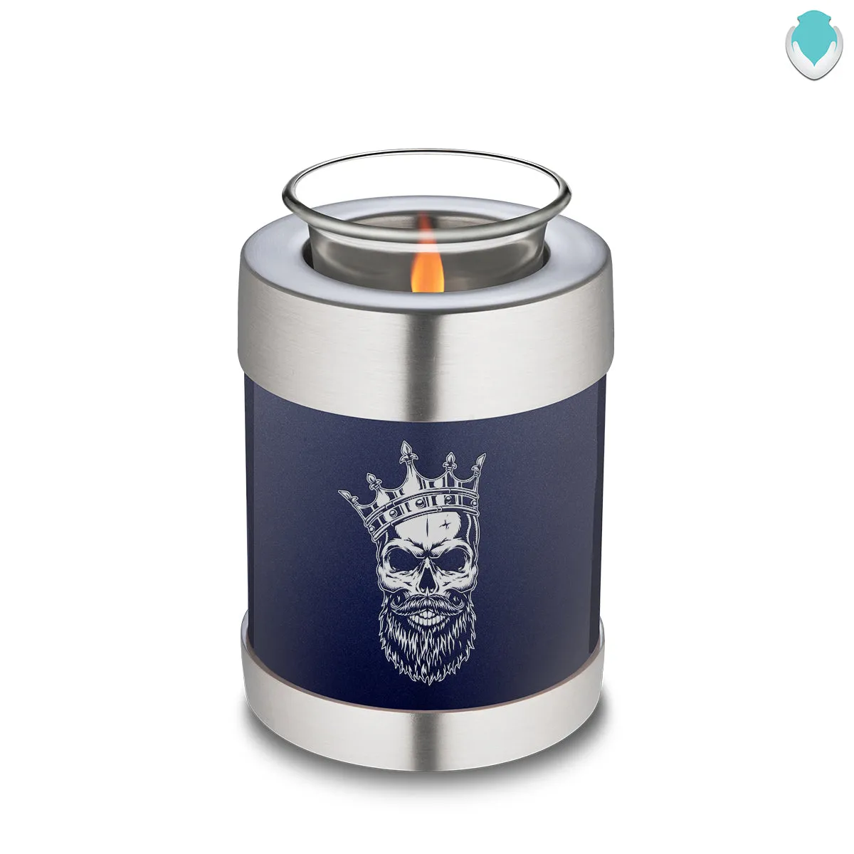 Candle Holder Embrace Cobalt Blue Skull Cremation Urn