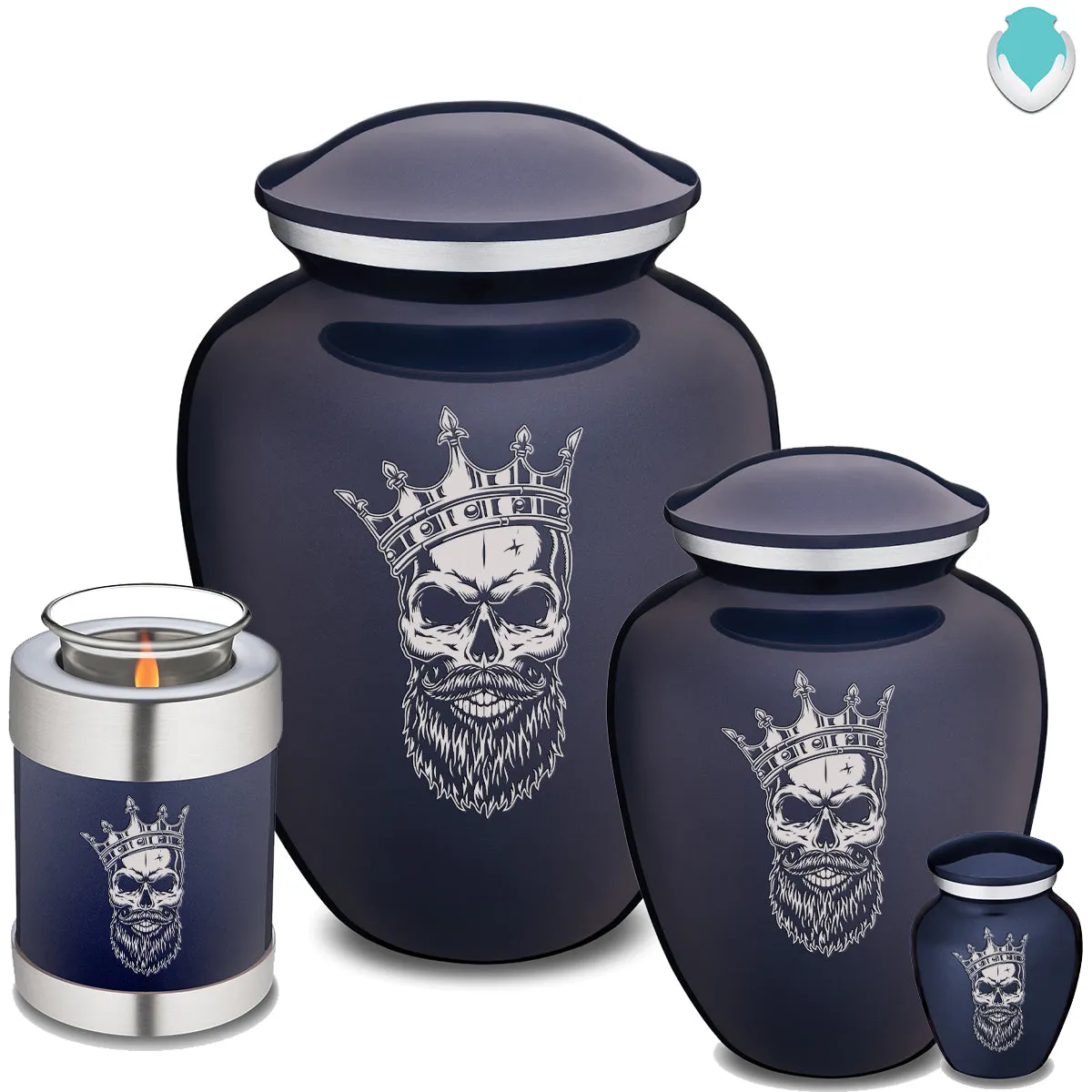 Candle Holder Embrace Cobalt Blue Skull Cremation Urn