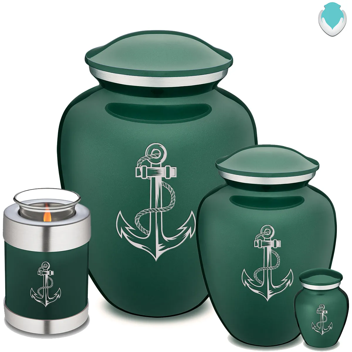 Candle Holder Embrace Green Anchor Cremation Urn